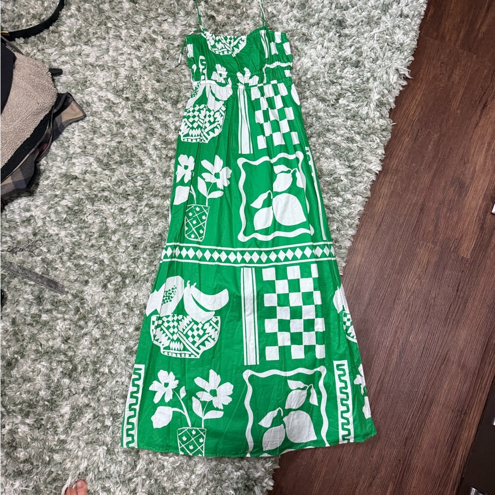 Sabo Skirt Green and White Maxi Dress